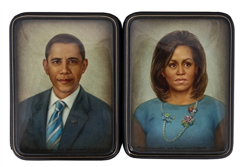 President Barack Obama and First Lady Michelle Obama Handmade Boxes Gifted on First Russian Visit (Sam Sutton LOA)